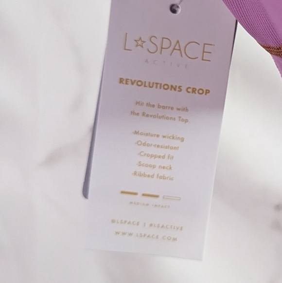 L Space Crop Top Size Large Revolutions Ribbed Colorblock Active Purple New - Picture 6 of 10